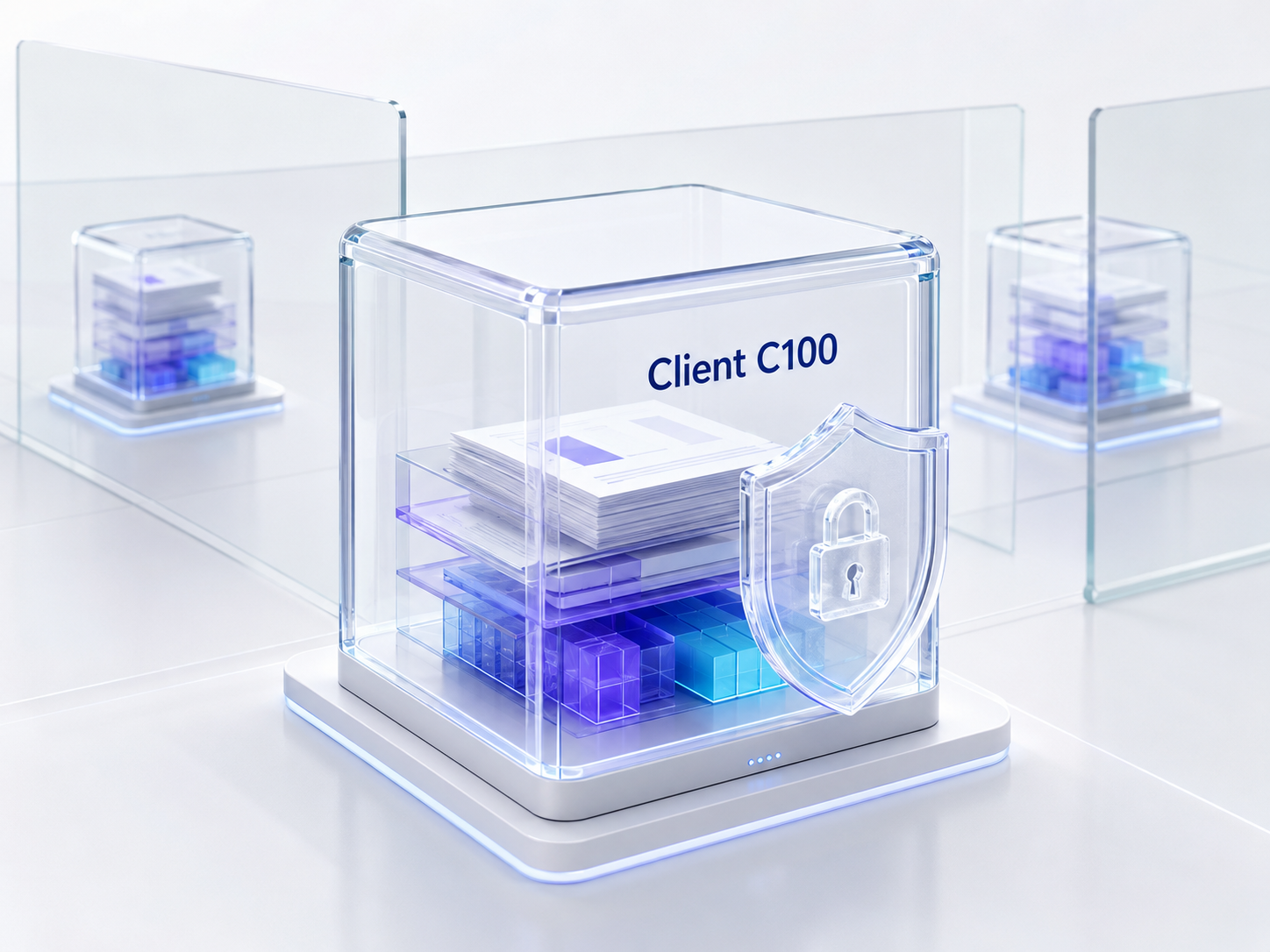 Client C100 documents and data protected in an isolated digital workspace