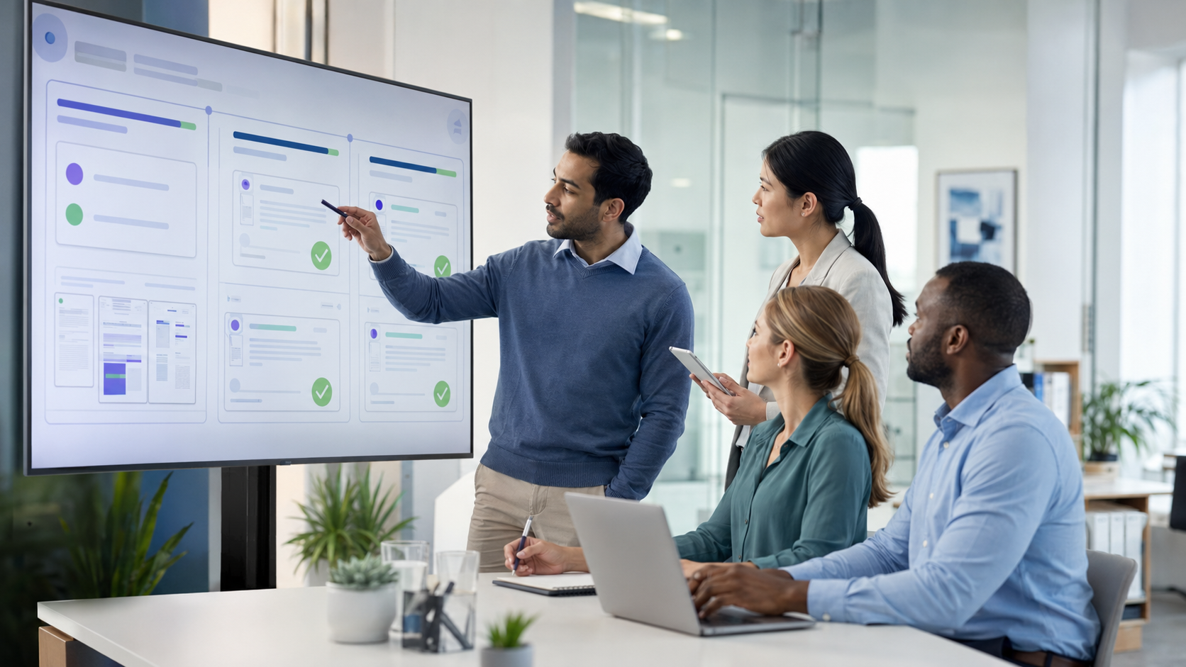 Quality reviewers collaborating on AI-assisted document findings